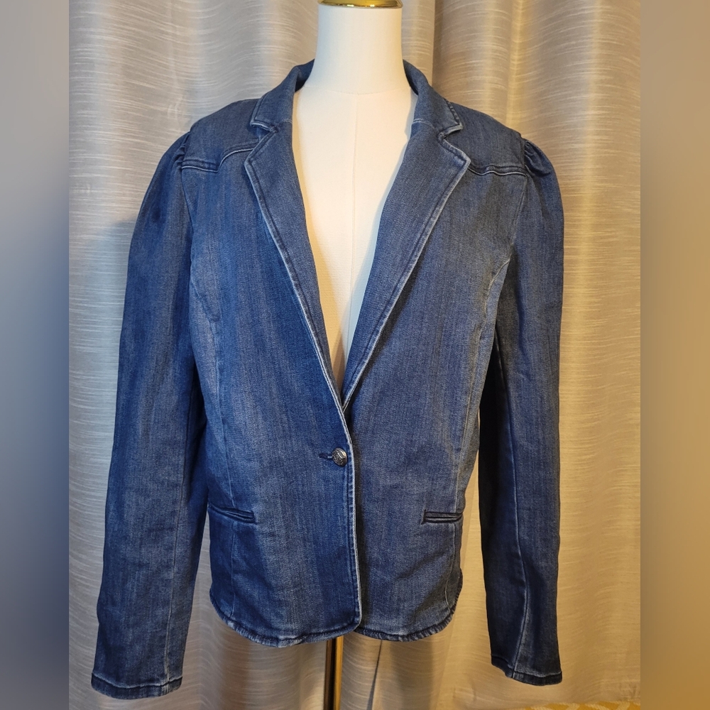 INC International Concepts Blue Denim Blazer